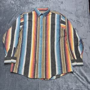 Vintage saddlebrook Striped weathered western button up L/S shirt men’s size XL